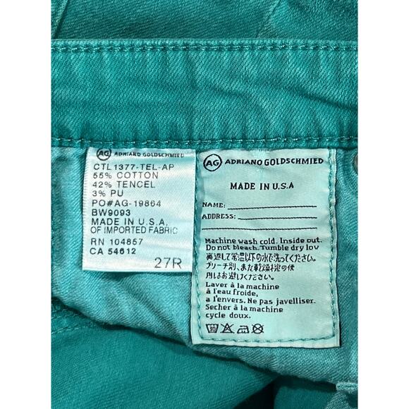 AG Adriano Goldschmied The Stevie Ankle Slim Straight Leg Women's Size 25R Teal - Picture 6 of 13